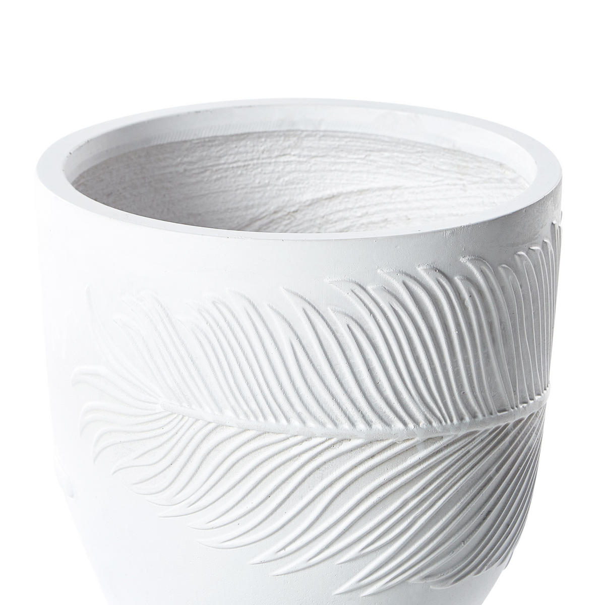 BLUMENTOPF cremeweiß rund 35/35/33 cm Ftero - Weiß, Naturmaterialien (33cm) - Beliani