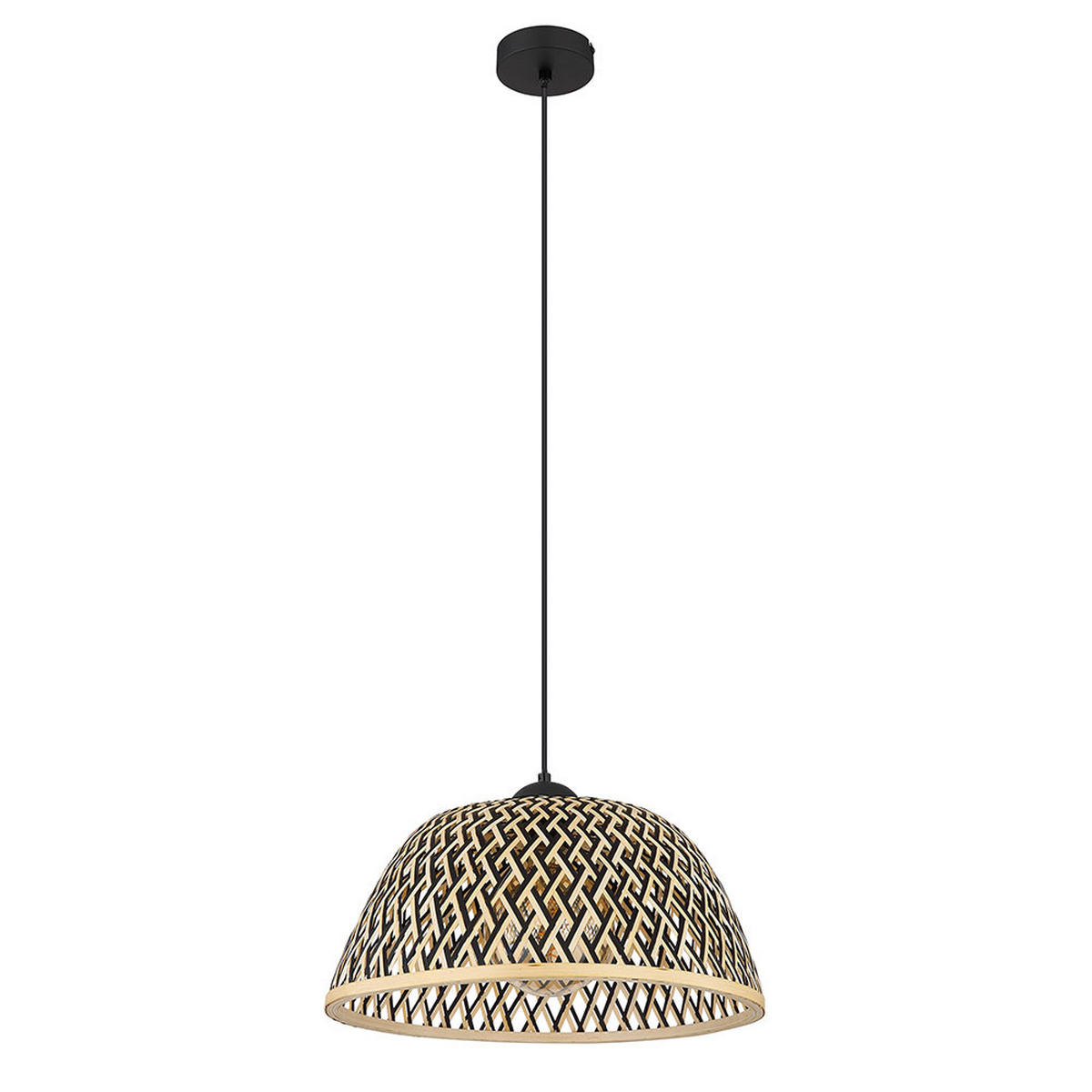 HÄNGELEUCHTE Metall Bambus Schirm Schwarz Matt - Schwarz, Holz (40/40/120cm) - Globo Lighting