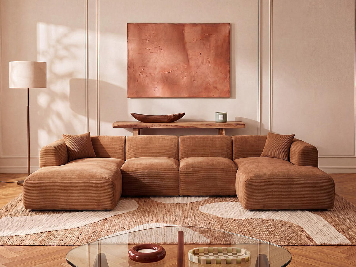 RECAMIERE ohne Schlaffunktion - 1 Person - samt - terracotta Pogni - Terracotta, Textil (108/73/163cm) - Vente-Unique