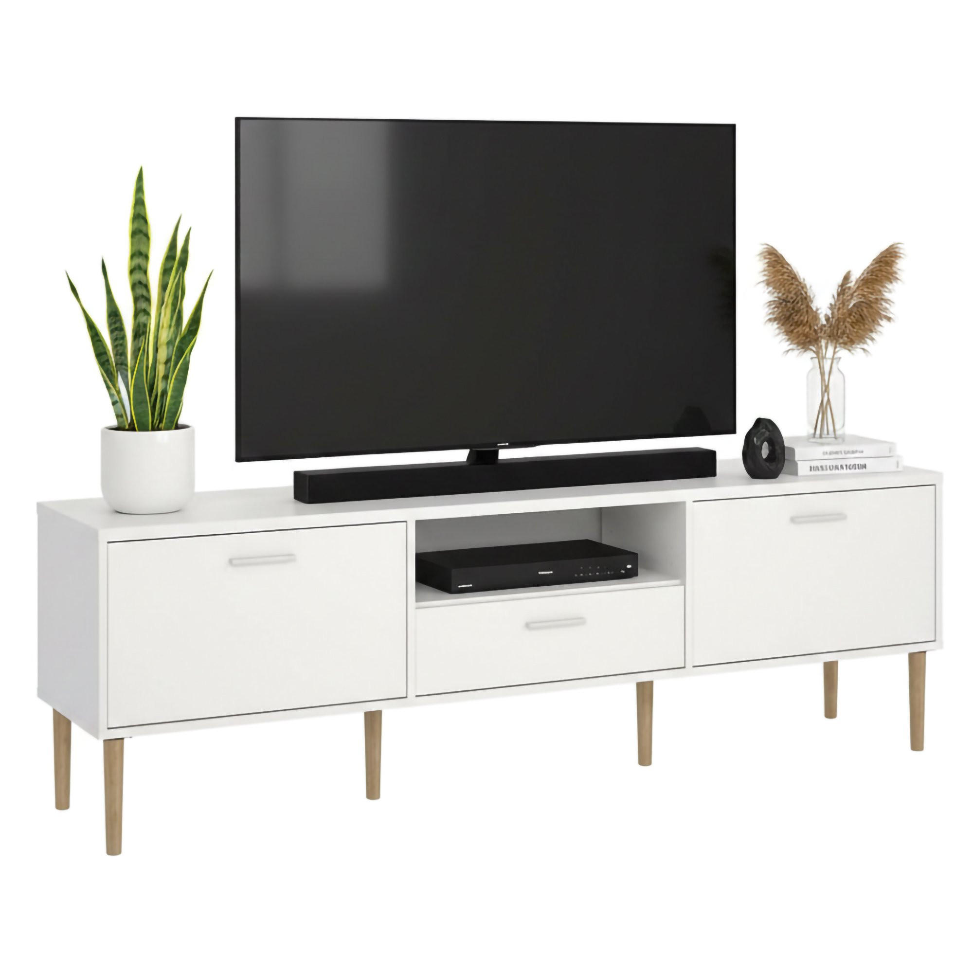 FERNSEHSCHRANK Weiß 39.8/177.2/56.8 cm - Weiß, Holzwerkstoff (177/57/40cm) - DMORA