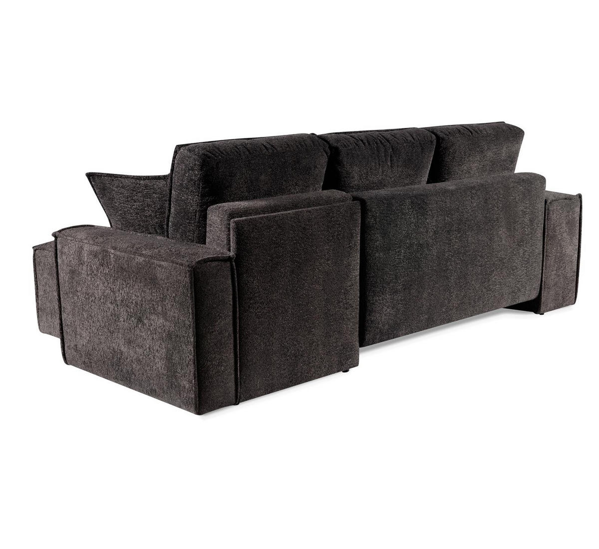 ECKSOFA mit Schlaffunktion COLINS - Bouclé-Stoff Dunkelgrau - Inkl. 2 Hocker - Dunkelgrau, Textil (259/153cm) - Bettso