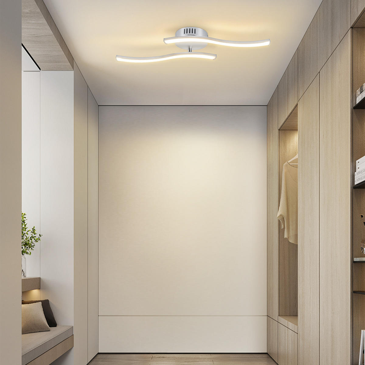 DECKENLEUCHTE Yaralynne 51.5/10/7.3 cm - Silberfarben, Kunststoff (51.5/10/7.3cm) - ZMH