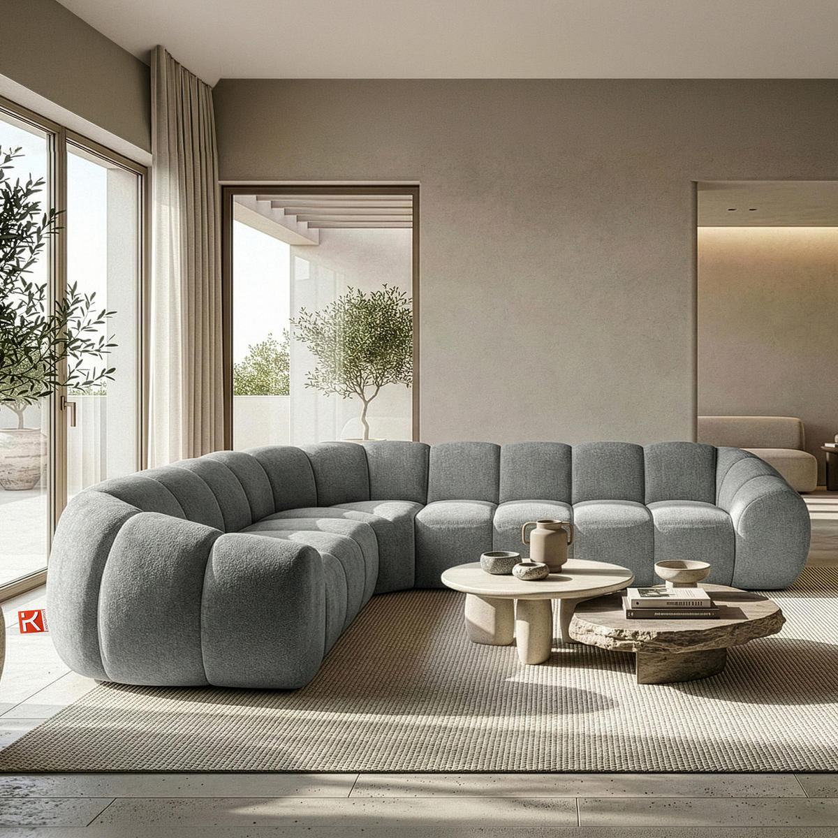 ECKSOFA LINKS FLAVA, hell Aschgrau - Hellgrau, Holz/Holzwerkstoff (310/270cm) - KONSIMO®