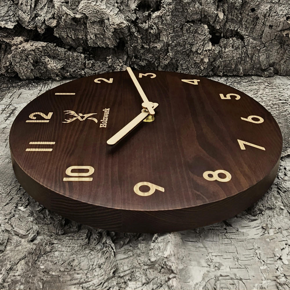 WANDUHR Holz Designer WINTERBERG Loft Wand Uhr, braun - Beige/Braun, Holz (25/25/2.2cm) - Holzwerk
