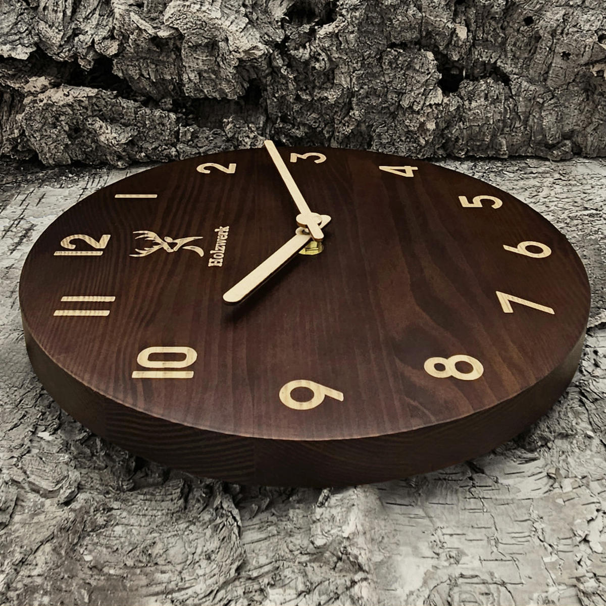 WANDUHR Holz Designer WINTERBERG Loft Wand Uhr, braun - Beige/Braun, Holz (25/25/2.2cm) - Holzwerk