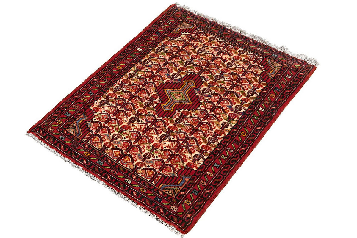 ORIENTTEPPICH handgeknüpft Assadabad Beige, Rot 102/70 cm Schurwolle - Beige/Rot, Textil (70/102cm) - Looma