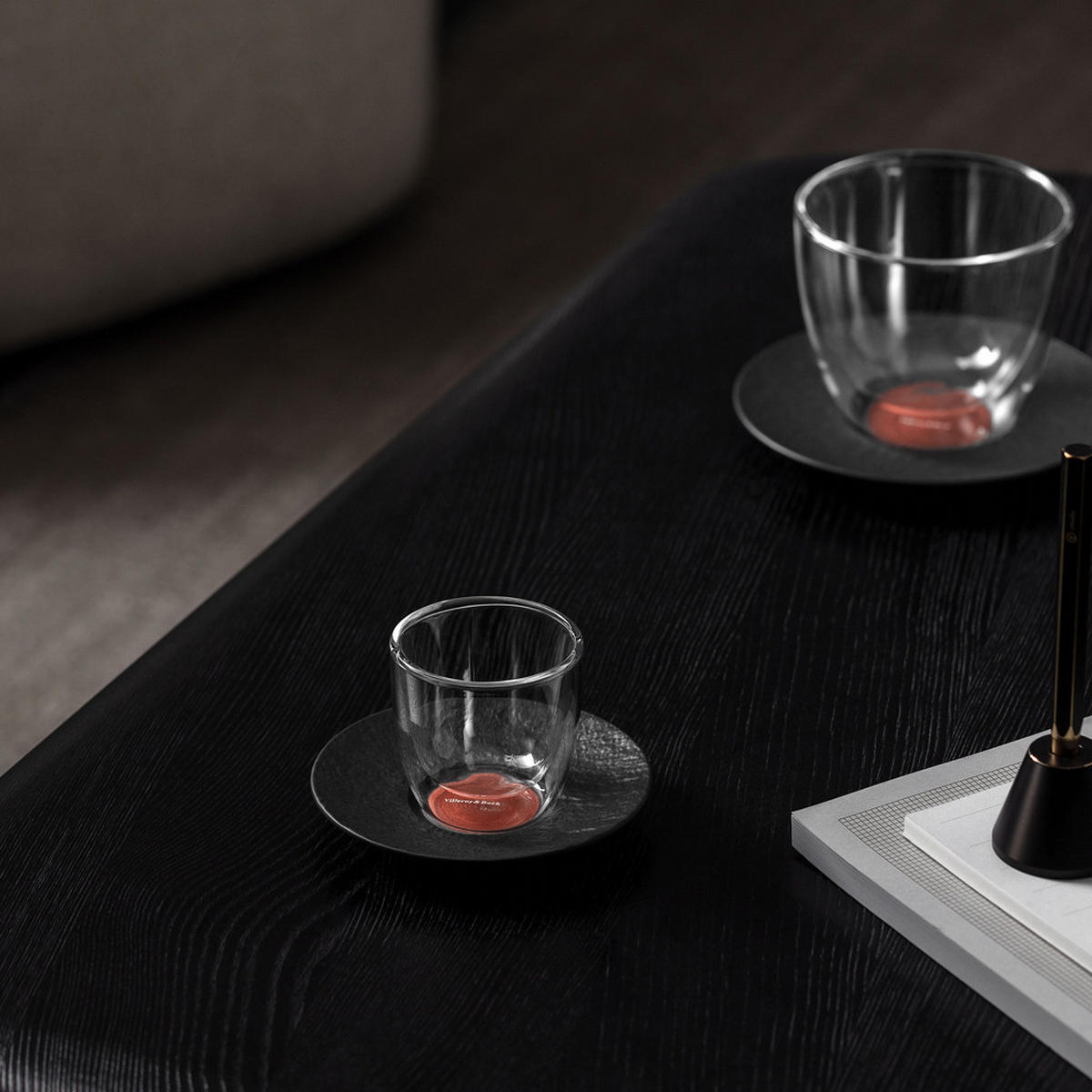 ESPRESSOUNTERTASSEN Manufacture Rock Glow schwarz-kupfer ø 12,1 cm 6er Set - Schwarz/Kupferfarben, Keramik (12.1cm) - Villeroy & Boch