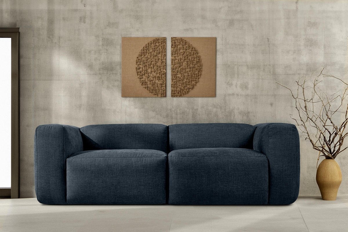 2,5-SITZER-MODULSOFA BUFFO mit extrem weicher und bequemer Sitzfläche, Gewebestoff, dunkelblau - Dunkelblau, Textil (250/73/96cm) - KONSIMO®