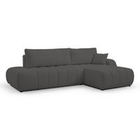 ECKSOFA Baloo mit Schlaffunktion und Bettkasten, komfortable Polsterung, Stoffbezug, lose Rückenkissen, freistehend, RECHTS, 276x176x88 cm, Dark grey - Dunkelgrau, Holz/Textil (276/176cm) - DomoHome