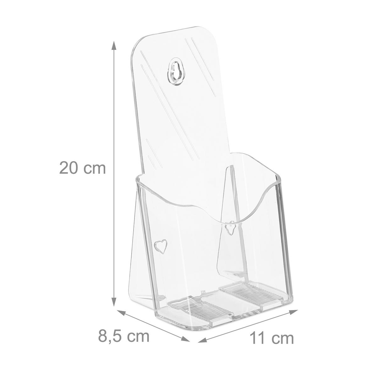 STOJAN na letáky - priehľadné, plast (11/20/8.5cm) - Relaxdays