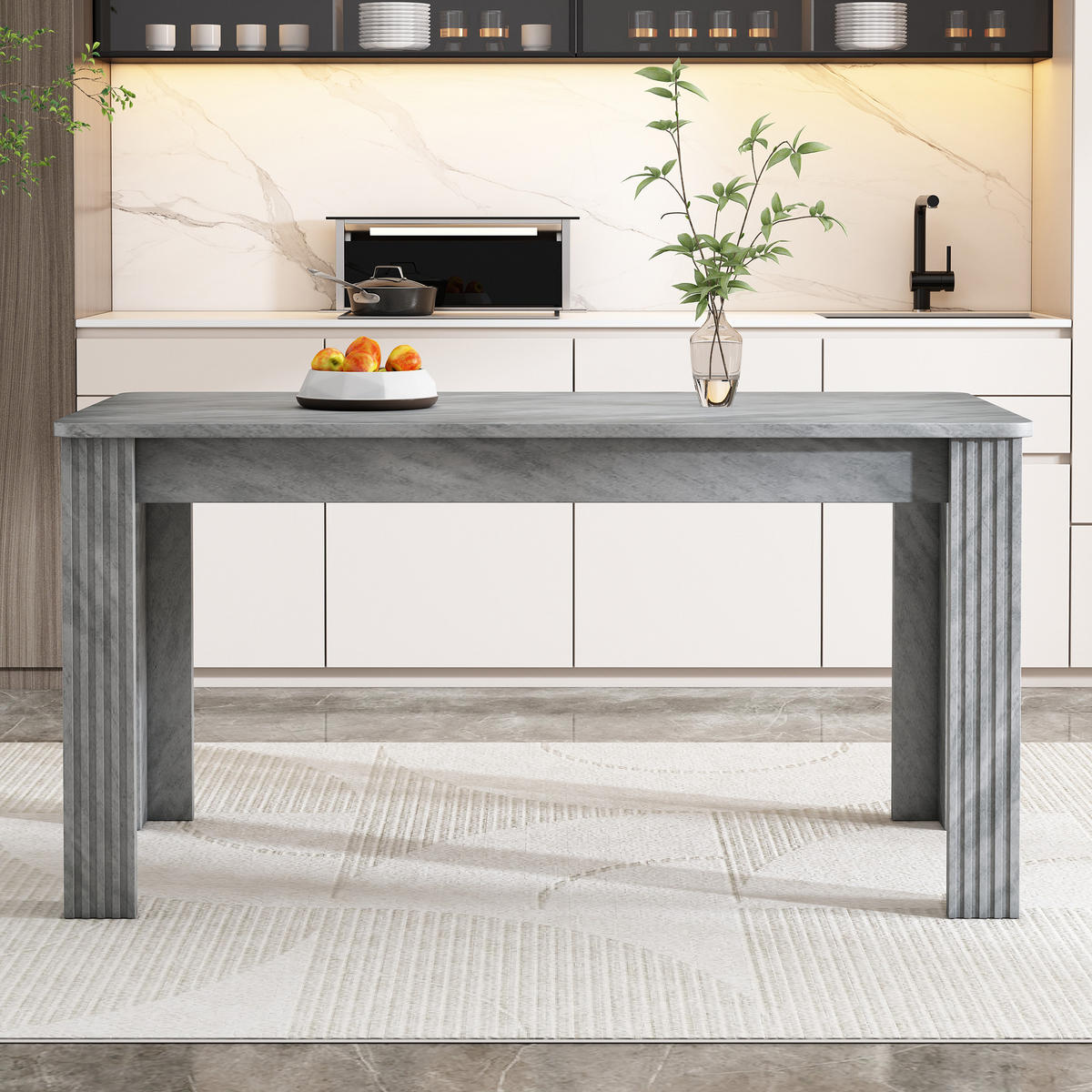 ESSTISCH 65x116x75 cm in Grau aus Spanplatte mit Holzmaserung, modern und stabil - Grau, Holzwerkstoff (65/116/75cm) - Modfu