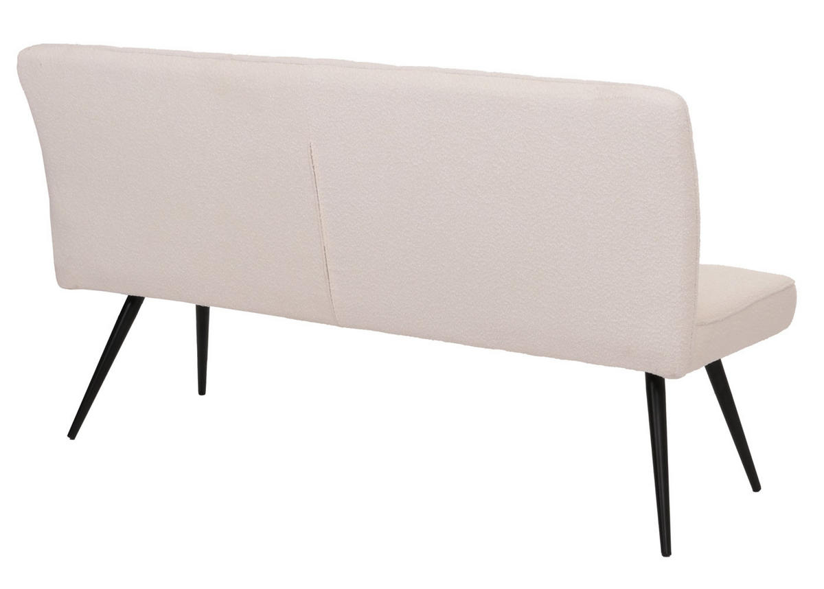 SITZBANK 90x160x60cm Sitzhöhe 48cm Rückenlehne Stoff/Textil Bouclé Metall 160cm Creme-Beige - Beige, Textil (160/90/60cm) - BERLINLODGE
