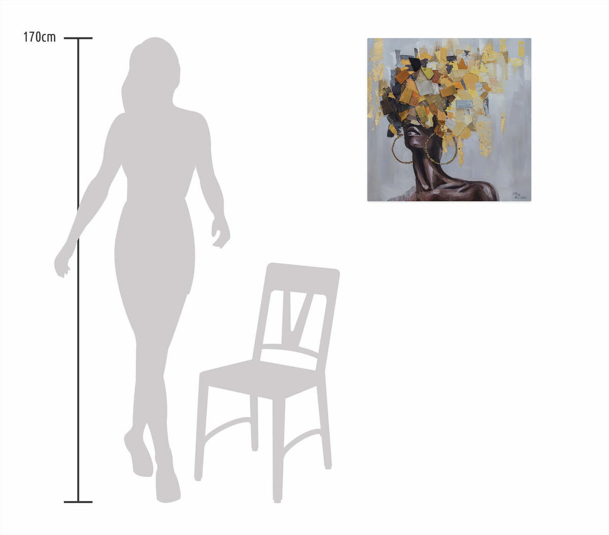 ACRYLBILD HANDGEMALT 60/60 cm - Gelb/Grau, Holz/Textil (60/60cm) - KUNSTLOFT