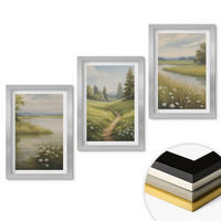 WANDBILDER 3er Set - 20x30 cm Silberner Rahmen - Frühlingslandschaft Flusswiese - Silberfarben, Kunststoff (20/30cm) - ArtPrintCave