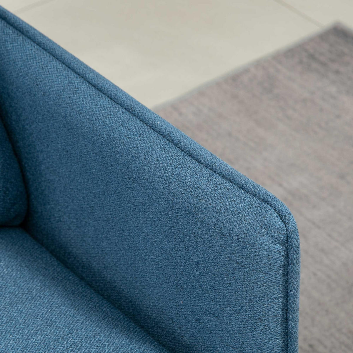 2 Sitzer Sofa, Couch mit Dickem Kissen, Leinenoptik, Polstersofa mit Stahlbeine - Blau, Kunststoff (68/80/139cm) - HOMCOM