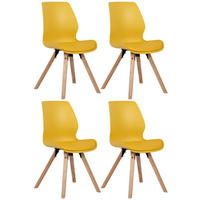 STUHL 4er Set Kunststoff gelb - Eukalyptusholzfarben/Gelb, Holz/Kunststoff (48/87/58cm) - CLP