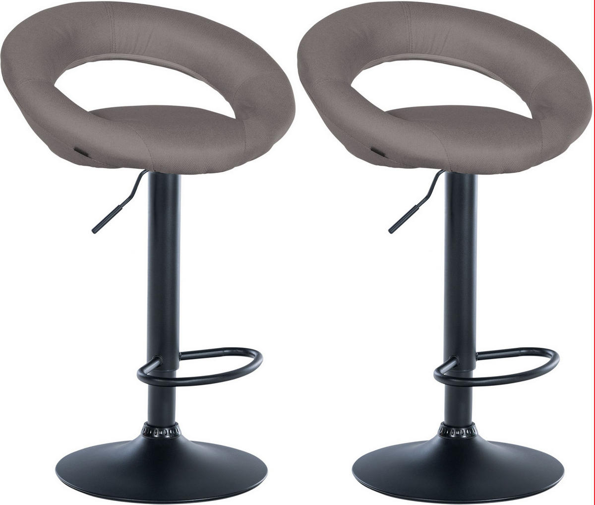 BARHOCKER 2er Set Stoff grau - Schwarz/Grau, Textil/Metall (52/77/47cm) - CLP