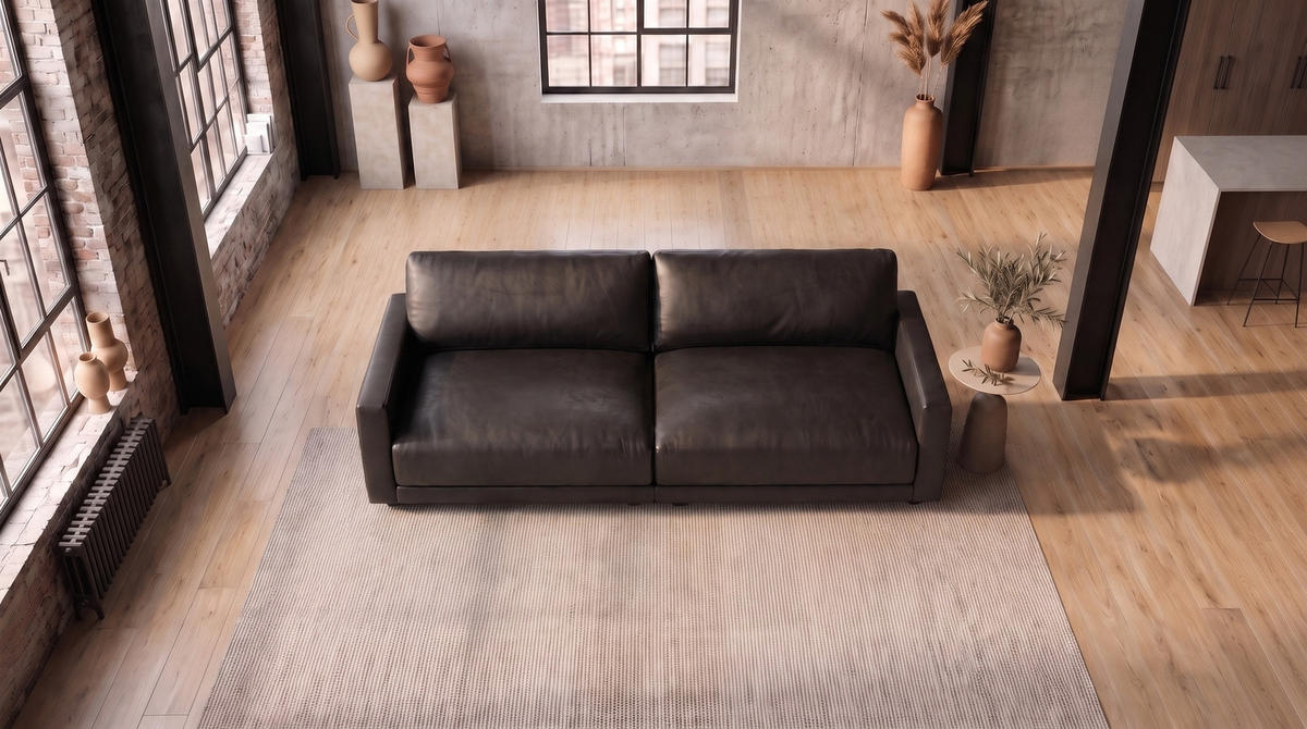 SOFA MARLIN Schwarz Lederfaserstoff - Schwarz, Leder/Kunststoff (262/80/100cm) - KAWOLA