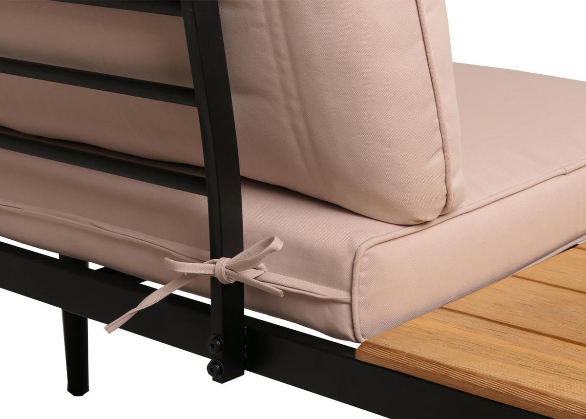 LOUNGE-SET Gartengarnitur Hellbraun Kissen Beige - Braun, Metall - PROREGAL