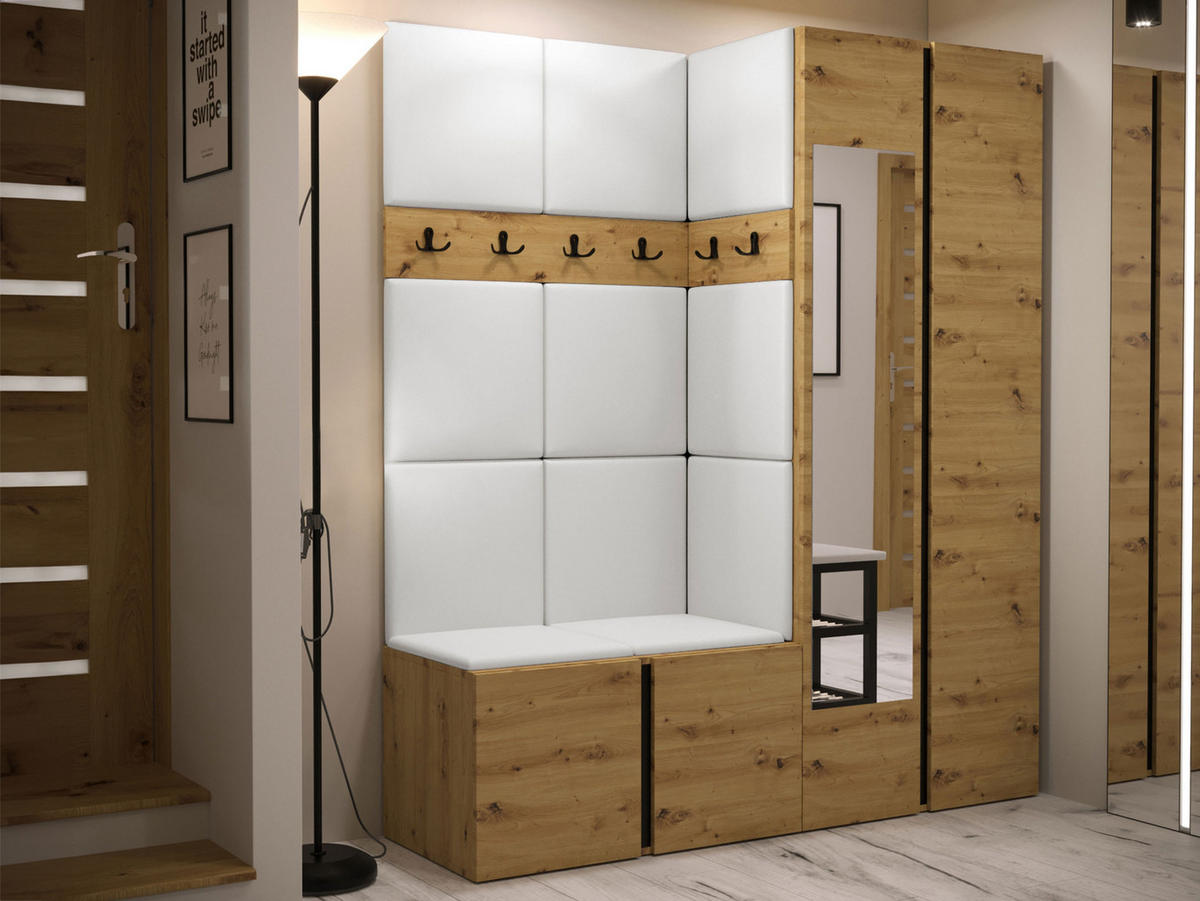 GARDEROBEN-SET Orion XII - Eiche Artisan/Weiß, Holzwerkstoff/Kunststoff (158/186/46cm) - MIRJAN24