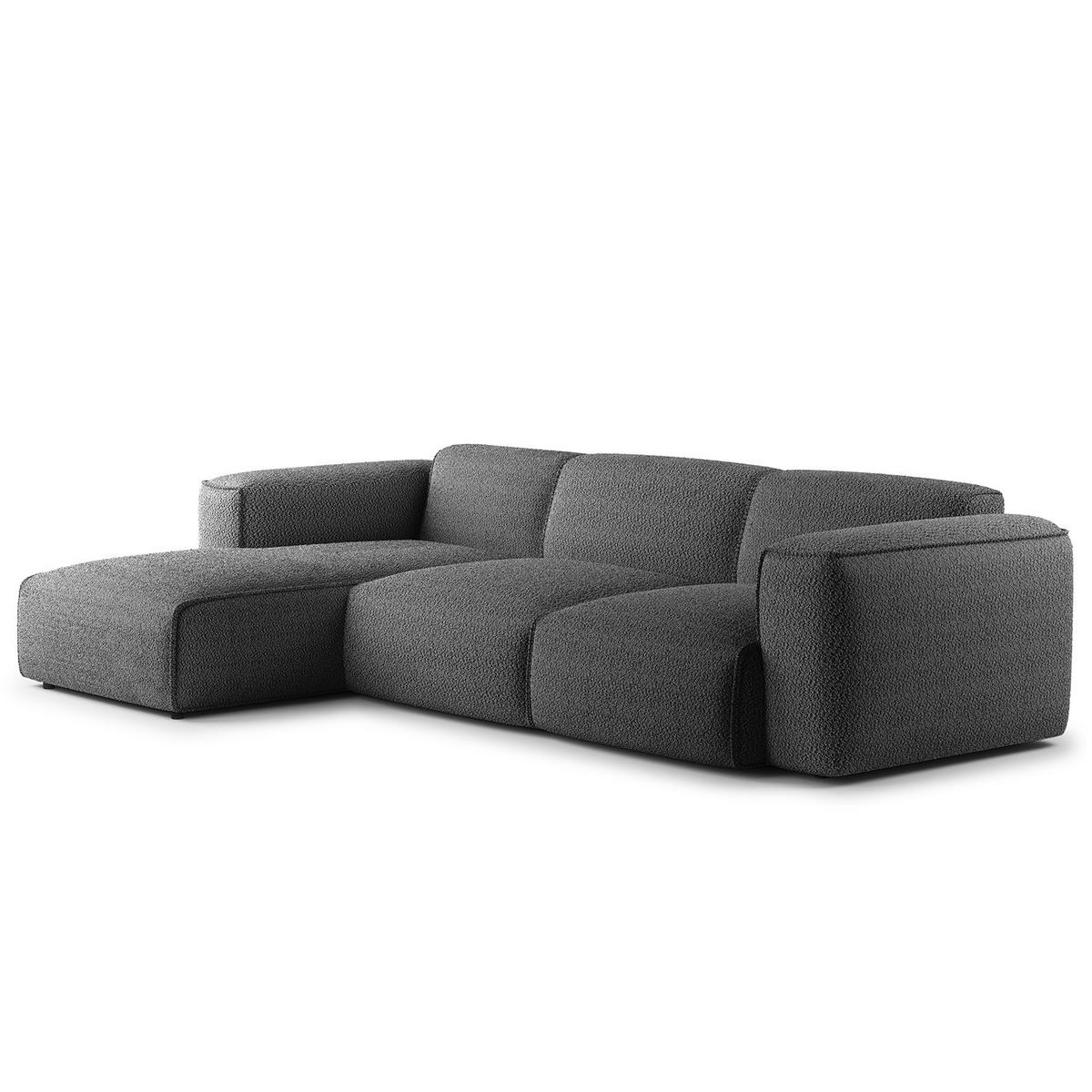 3-SITZER ECKSOFA mit Longchair - Anthrazit/Schwarz, Kunststoff/Textil (284/173cm) - home24