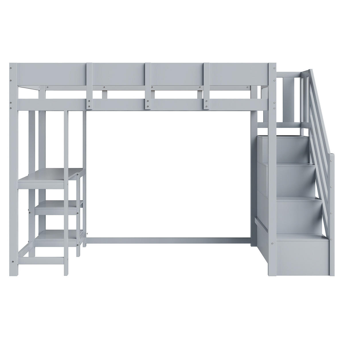 HOCHBETT 90/200 cm grau mit Stauraum und Ablage aus massivem Kiefernholz - Grau, Holz (90/200cm) - OKWISH