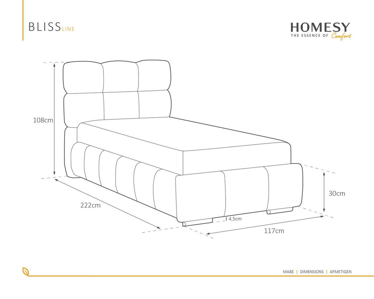 POLSTERBETT Bliss 90 x 200 cm mit Bettkasten und Lattenrost federkernmatratze 18cm - braun - Braun, Holz (90/200cm) - Homesy
