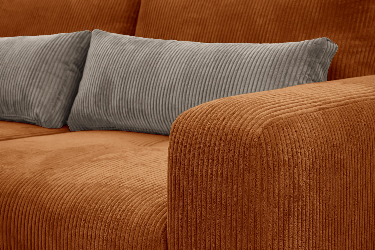 SOFA OLI 3-Sitzer, orange - Orange, Holz/Textil (208/91/108cm) - Courtois Laville