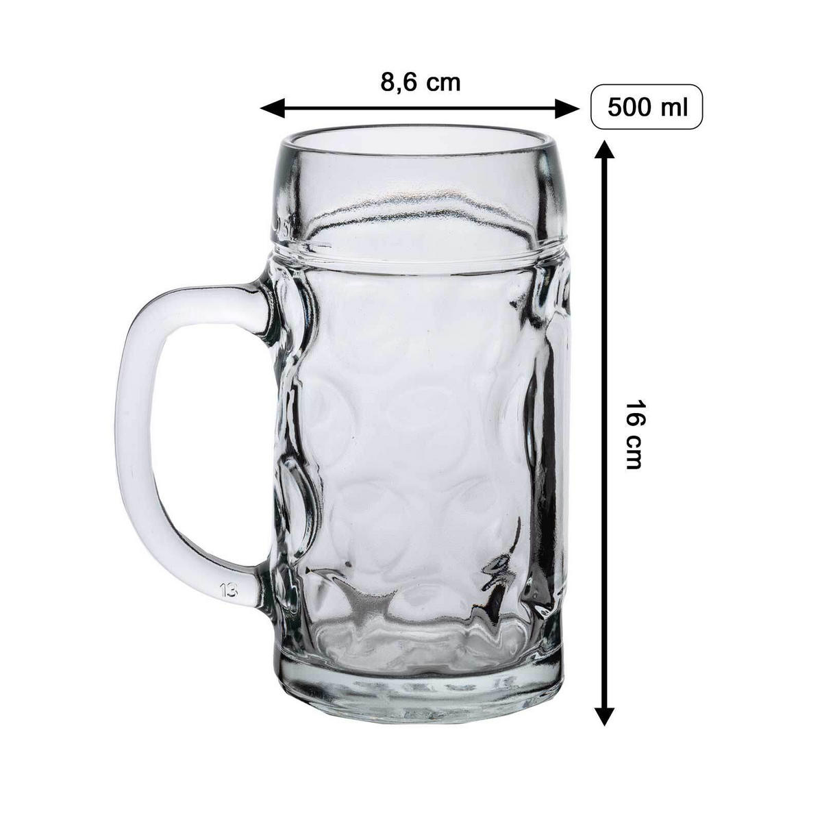 BIERKRUG MIT GRAVUR Legende seit 60 Jahren transparent 0,5 Liter - Transparent, Glas (0.5L) - LUXENTU