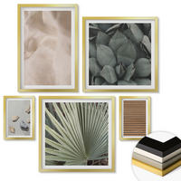 WANDBILDER 5er Set - 50x50 cm & 20x30 cm & 40x60 cm Goldrahmen - Steine, Holz, Stofftexturen - Goldfarben, Kunststoff (40/60cm) - ArtPrintCave