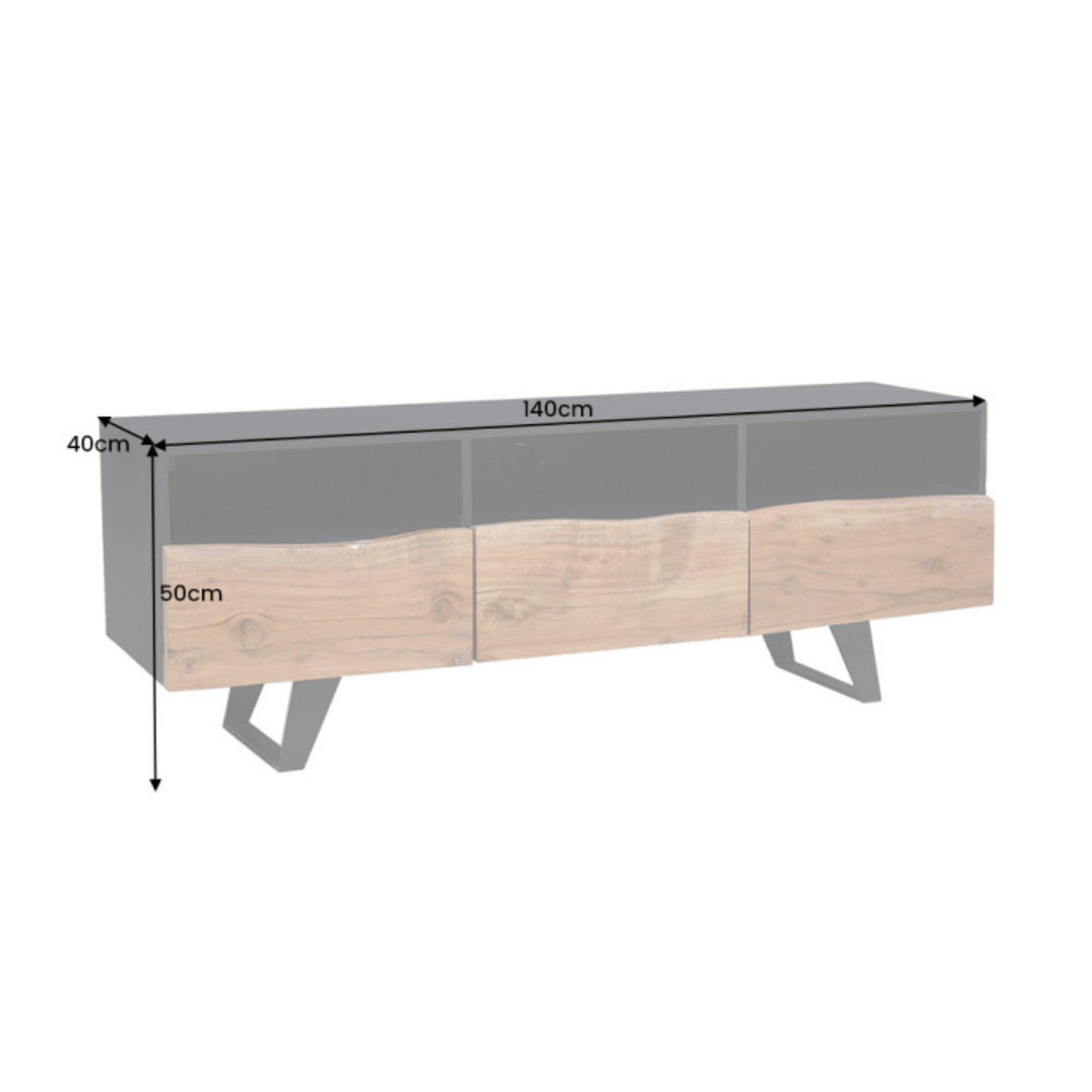 TV-LOWBOARD ORGANIC ARTWORK Akazie 140cm - Schwarz/Braun, Holz/Metall (140/50/40cm) - riess-ambiente