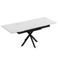 ESSTISCH Weiß und Schwarz 150-180/70/76 cm - Weiß, Holzwerkstoff (180/70/76cm) - Urban Meuble