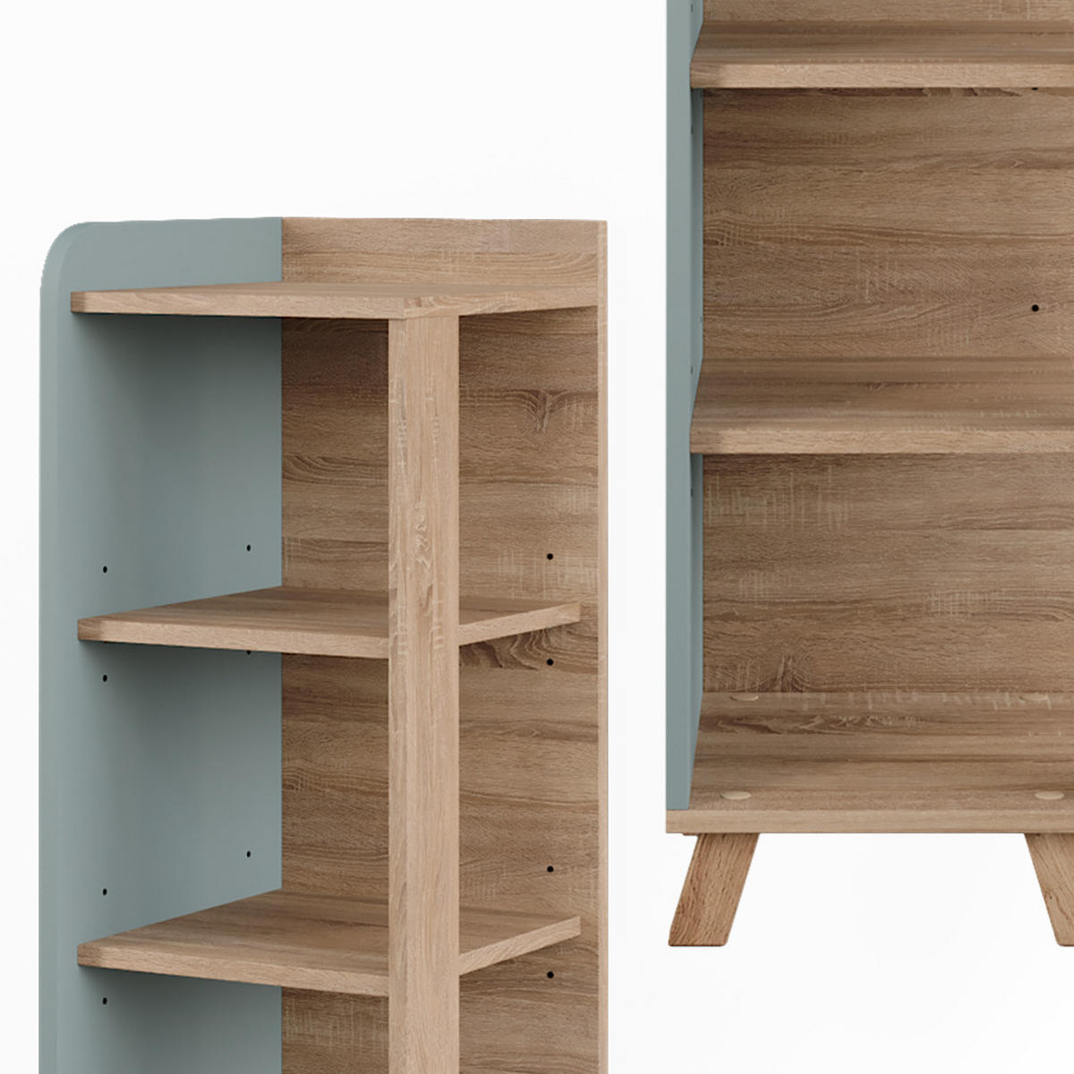 MIDISCHRANK Karen Sonoma/Blau 30 x 90 cm mit 4 Ablagen - Dunkelblau/Sonoma Eiche, Holzwerkstoff (30/90/35cm) - Vicco