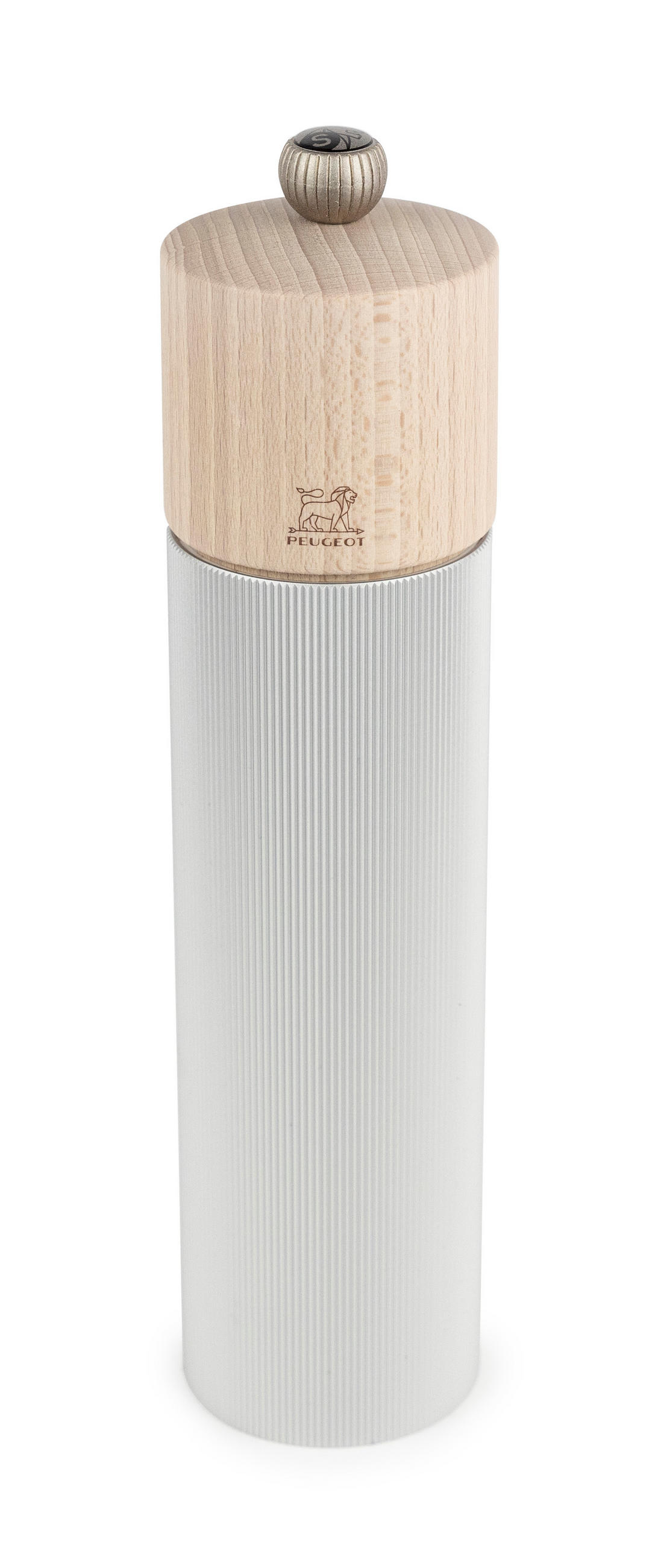 SALZMÜHLE Line 22cm Aluminium Buchenholz Natur Stahlmahlwerk - Grau, Metall (5.2/22/5.2cm) - PEUGEOT