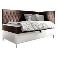 BOXBETT Filip Junior 3, Seite zum Öffnen des Bettkastens: Rechts - Weiß/Braun, Holz (90/200cm) - MIRJAN24