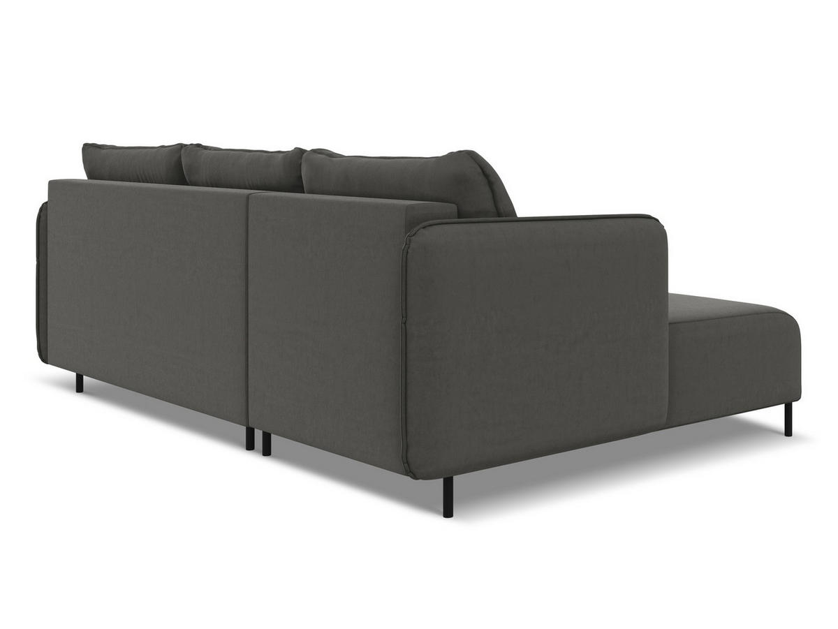ECKSOFA mit Schlaffunktion Samt Stoff Grau - Dunkelgrau/Schwarz, Holz/Textil (162/236cm) - Makamii
