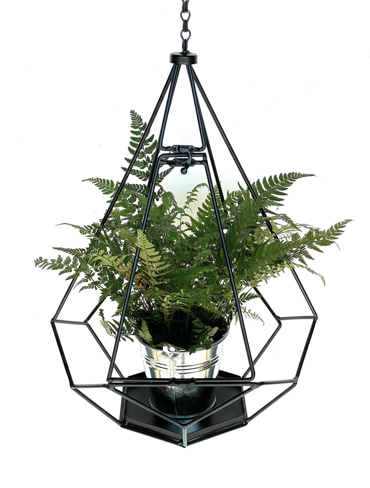 BLUMENAMPEL Innen Metall Wand 82 cm 96075 L mit Tür 6 Ecken - Schwarz, Metall (34/82/34cm) - DanDiBo
