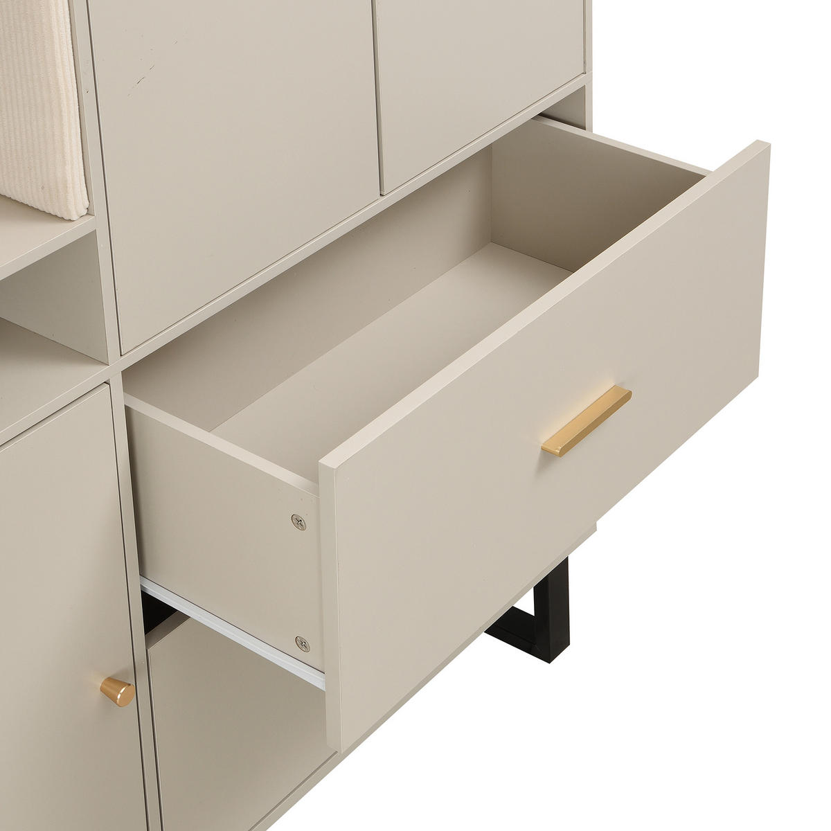 GARDEROBE 110x186cm gepolstert Schuhschrank Flur modern - Beige, Holzwerkstoff (38/186/110cm) - FLIEKS