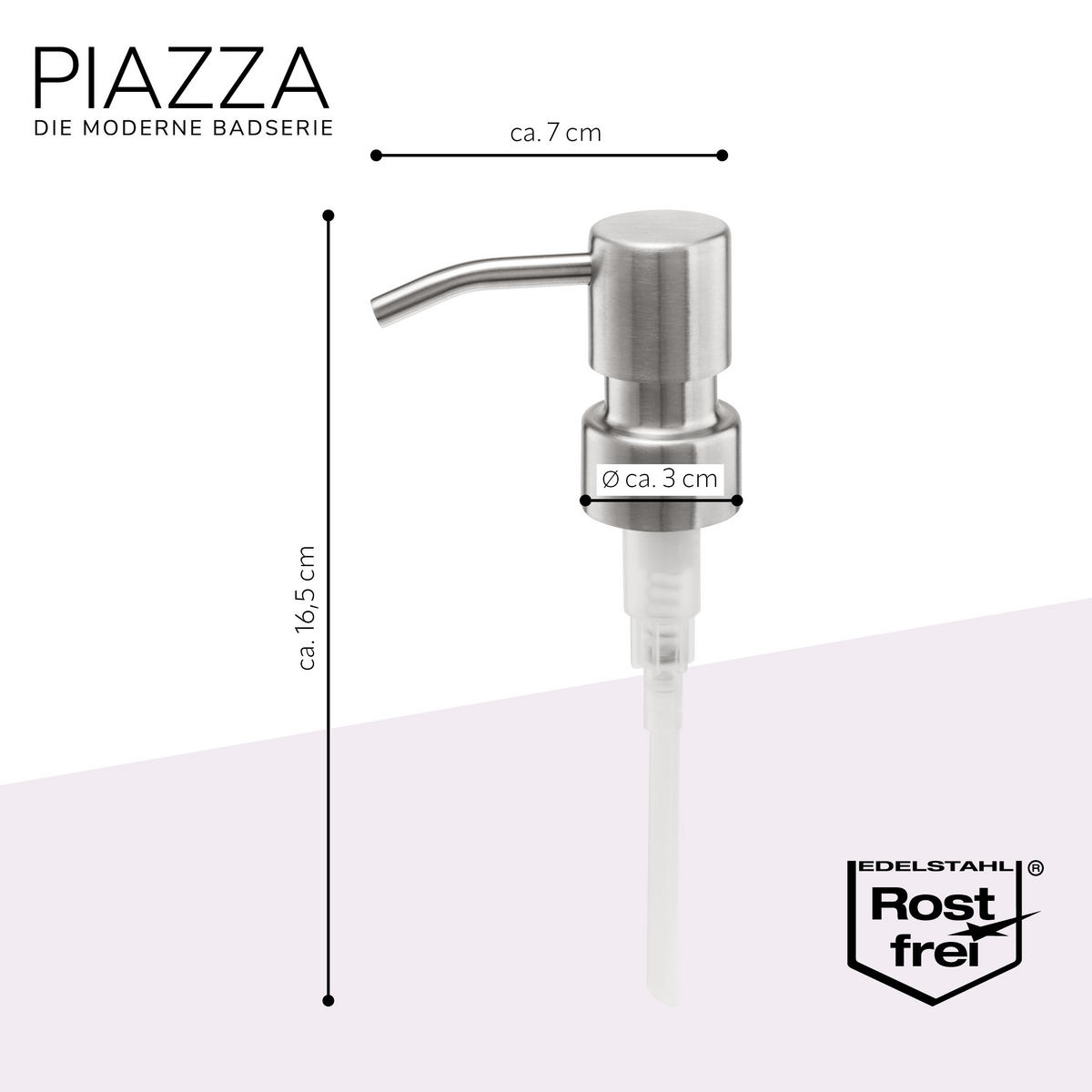 ERSATZ-SEIFENSPENDERPUMPKOPF PIAZZA, Edelstahl - Edelstahlfarben, Metall (7/16.5/3cm) - bremermann
