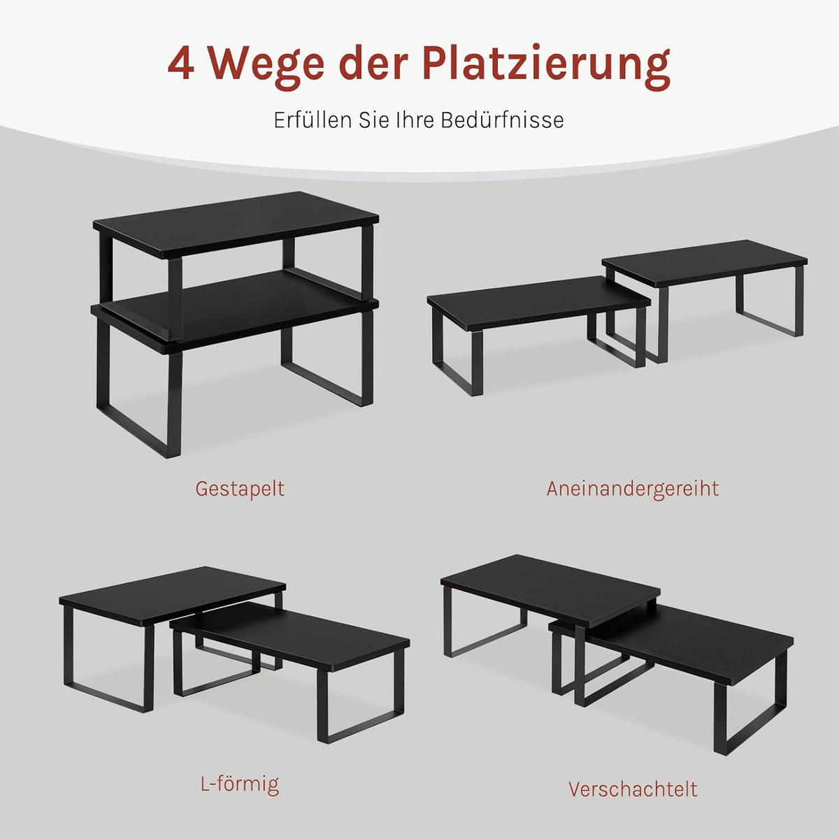 KÜCHENREGAL 2er Set aus Holzwerkstoff Schwarz - Schwarz, Holzwerkstoff (34/13/19cm) - Woltu