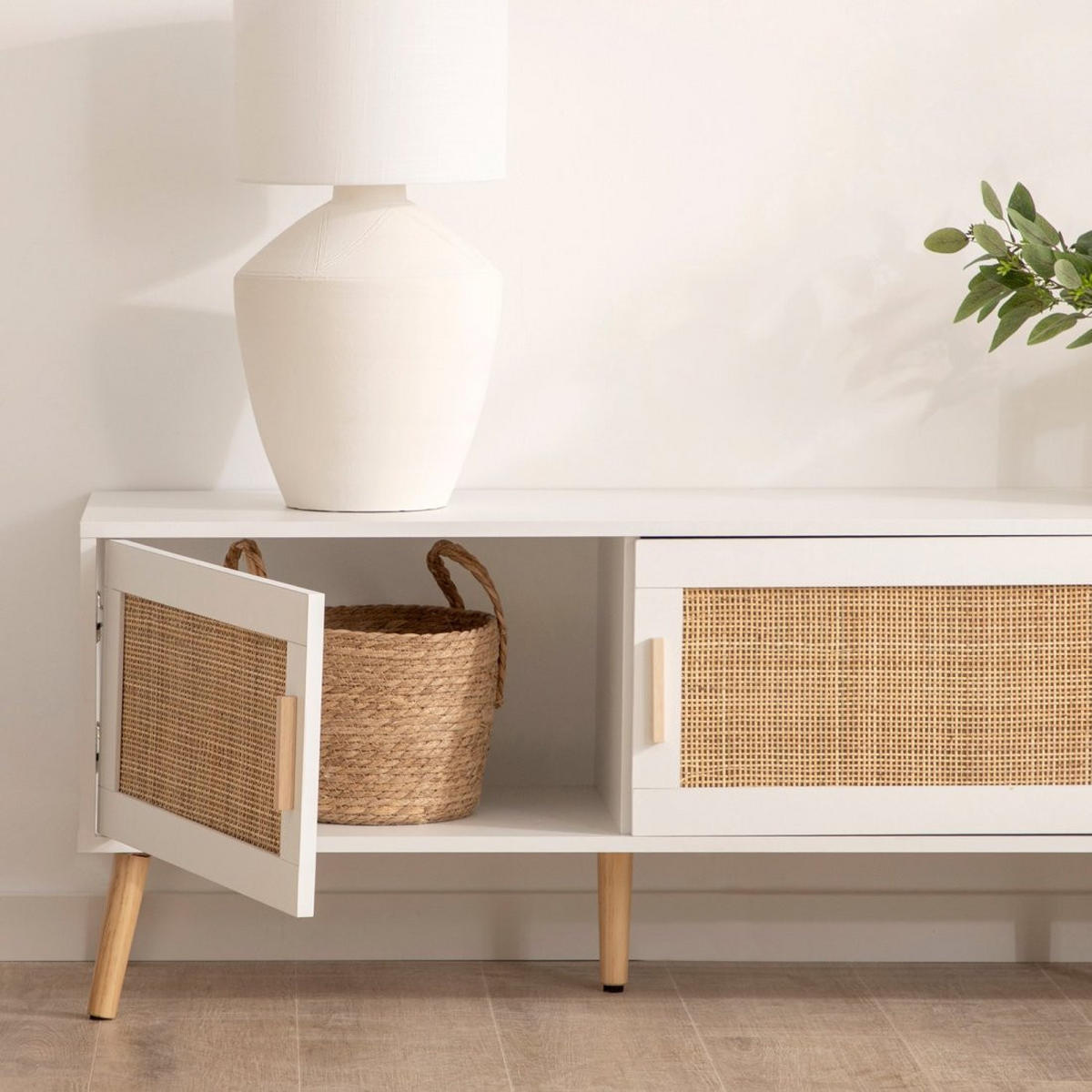 TV-ELEMENT Tahiti Weiß 160 cm x 50 cm - Weiß, Holzwerkstoff (160/50/40cm)