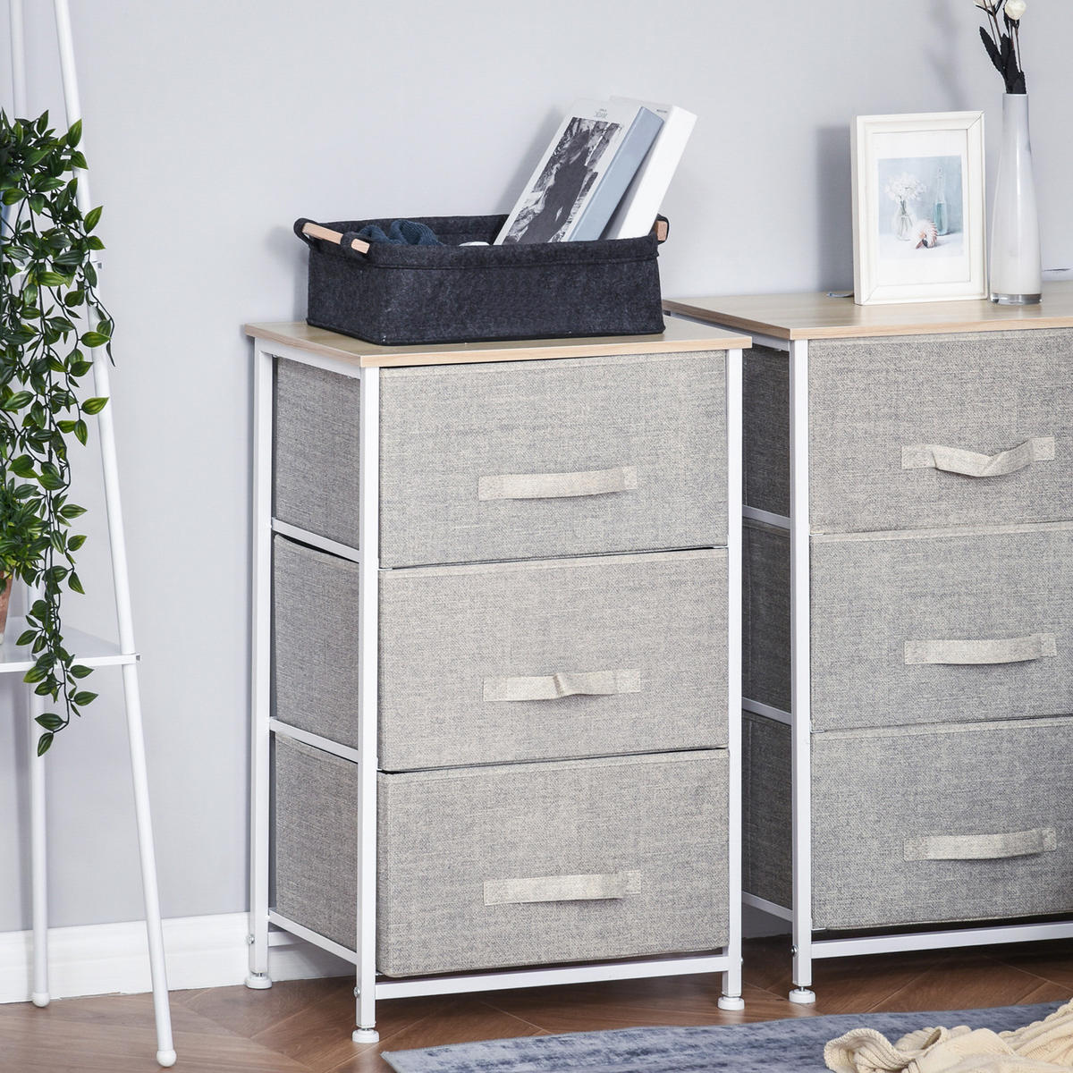 KOMMODE DE-12474 3 Schubladen 45/30/71 cm Grau - Grau, Holzwerkstoff (45/71/30cm) - ComfortXL