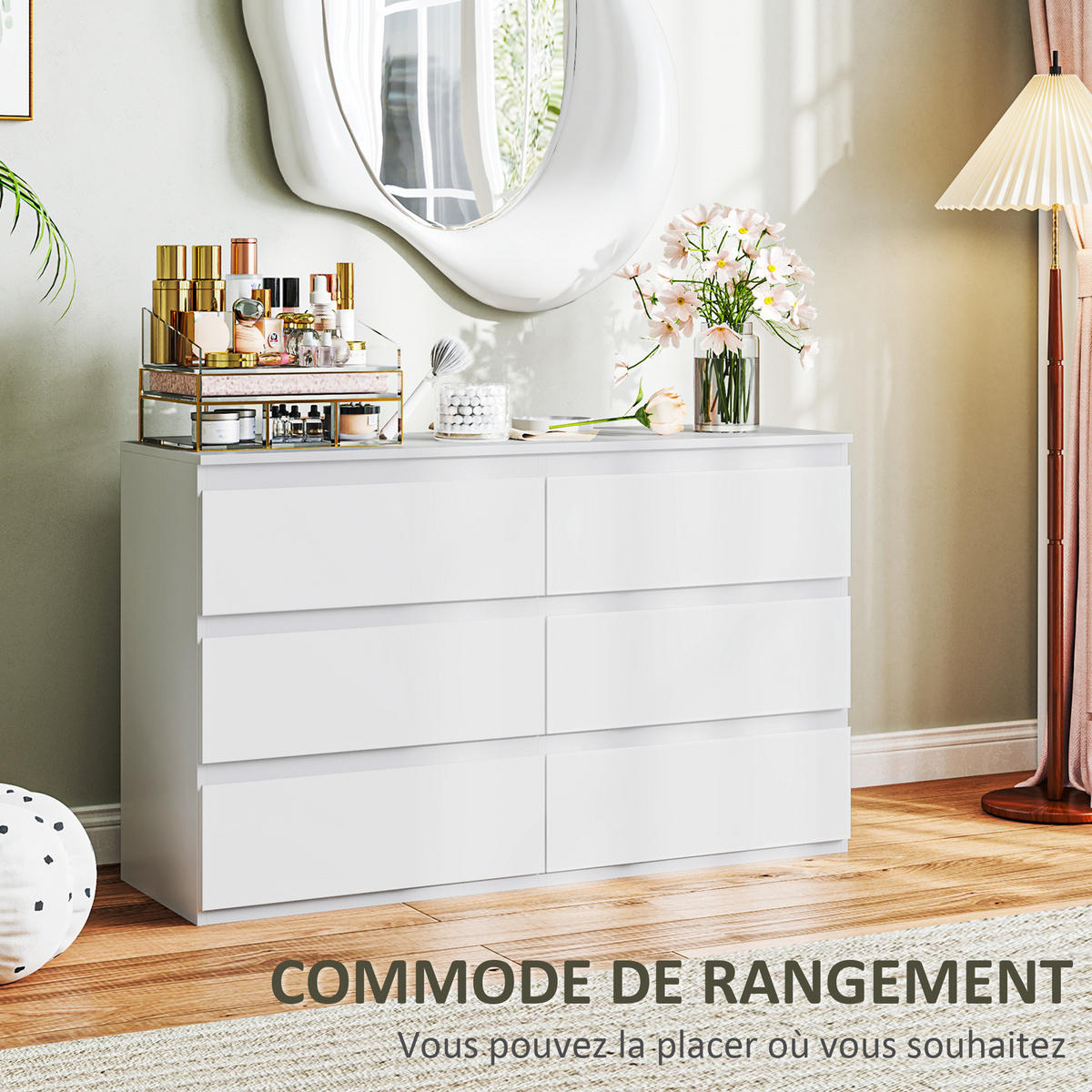 KOMMODE Weiß 120/39/75 cm - Weiß, Holzwerkstoff (120/75/39cm) - PANGIVO