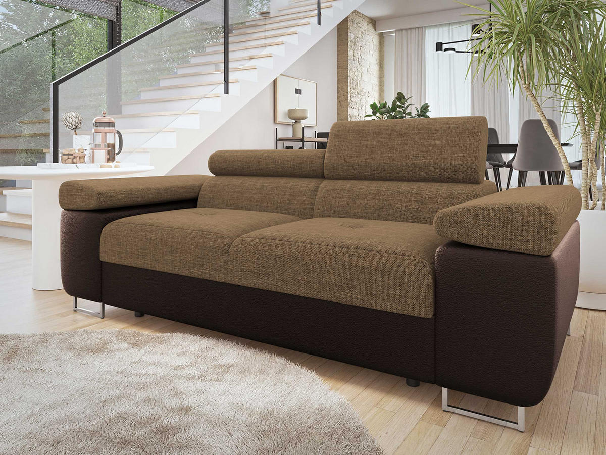 SOFA Torezio 2 - Braun, Holz/Textil (198/90/102cm) - MIRJAN24