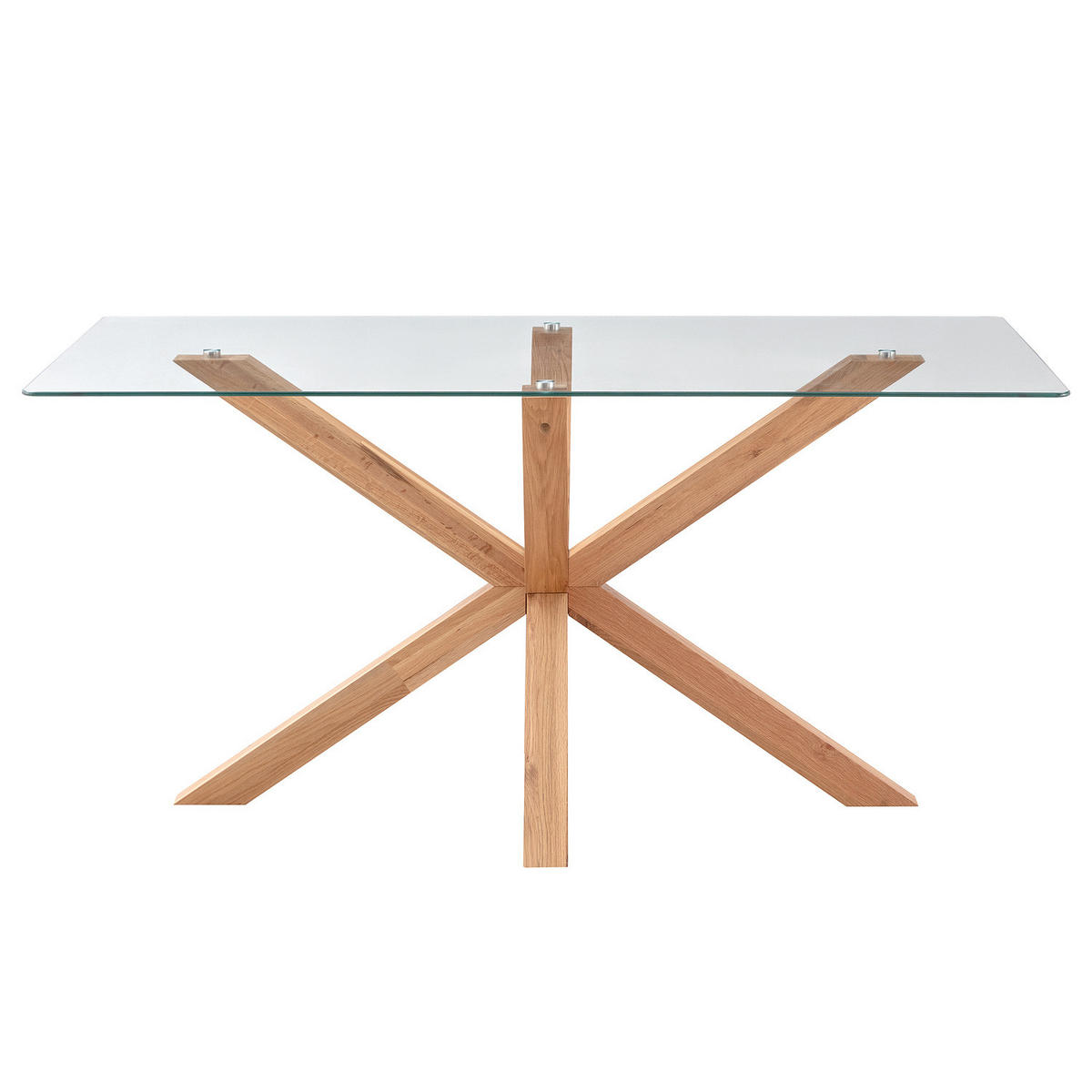 ESSTISCH rechteckig - Glas / Eiche massiv - Eiche - Eichefarben, Glas/Holz (90/160/76cm) - home24