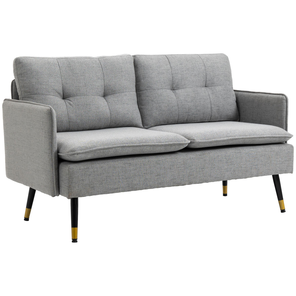 SOFA, 2-Sitzer, Stoff, Kissen, Stahlbeine, grau, 139x68x80cm - Multicolor, Holzwerkstoff (139/80/68cm) - FORIOUS