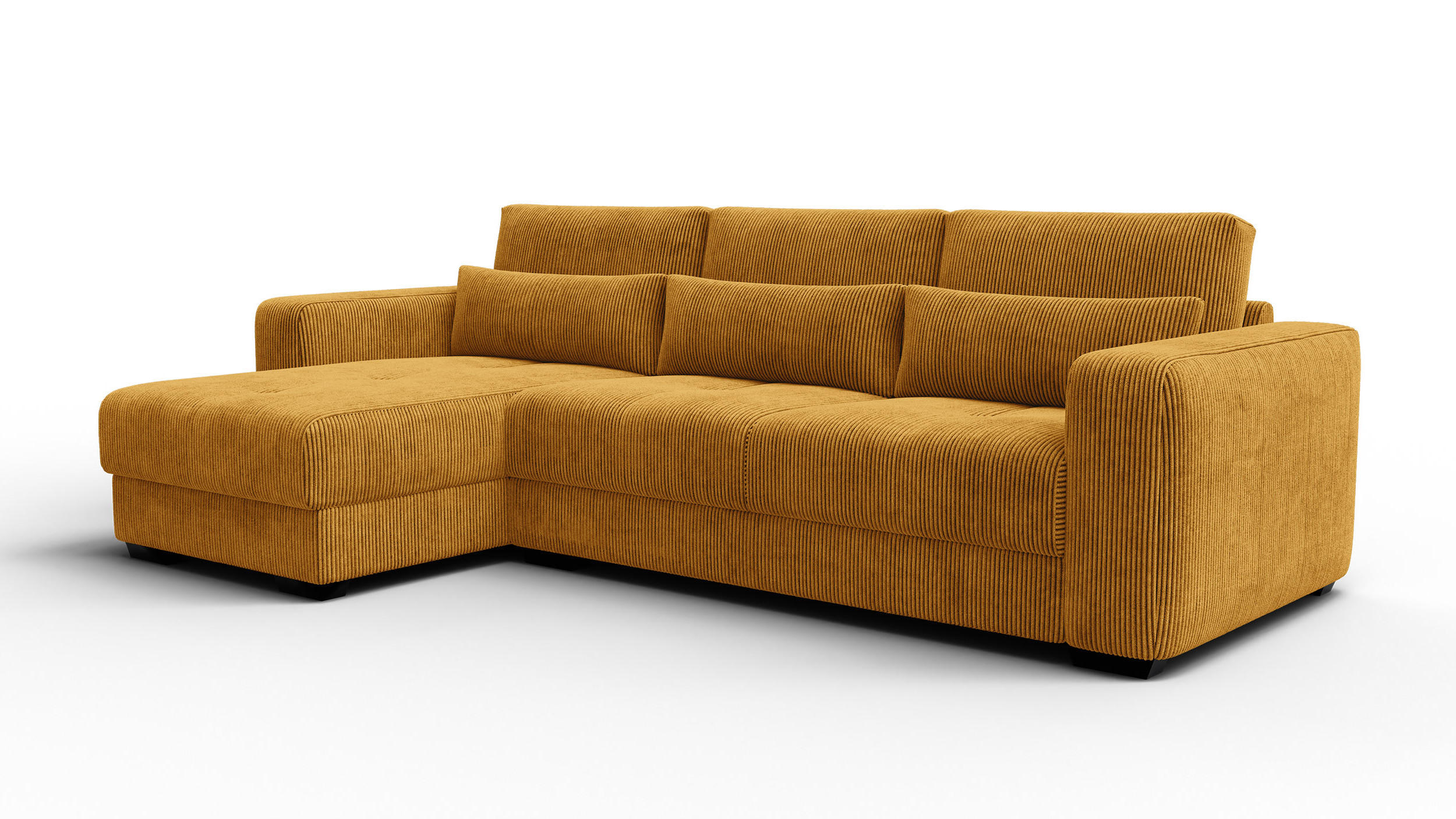 ECKSOFA OLI 4-Sitzer links, safran - Gelb, Holz/Textil (295/172cm) - Courtois Laville