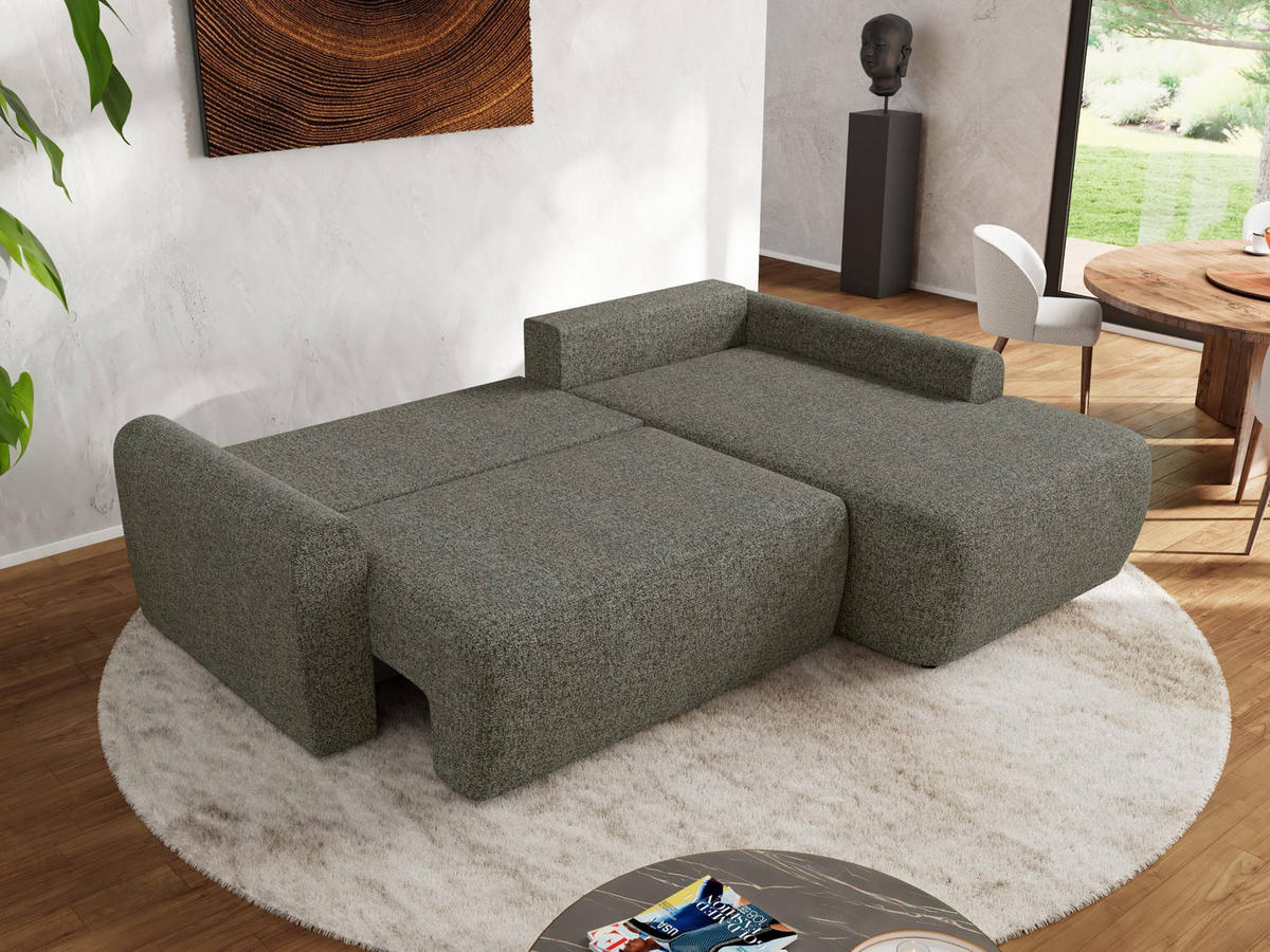 ECKSCHLAFSOFA CUBO L Grau Struktur - rechts - Schwarz/Grau, Kunststoff/Textil (187/273cm) - MKS
