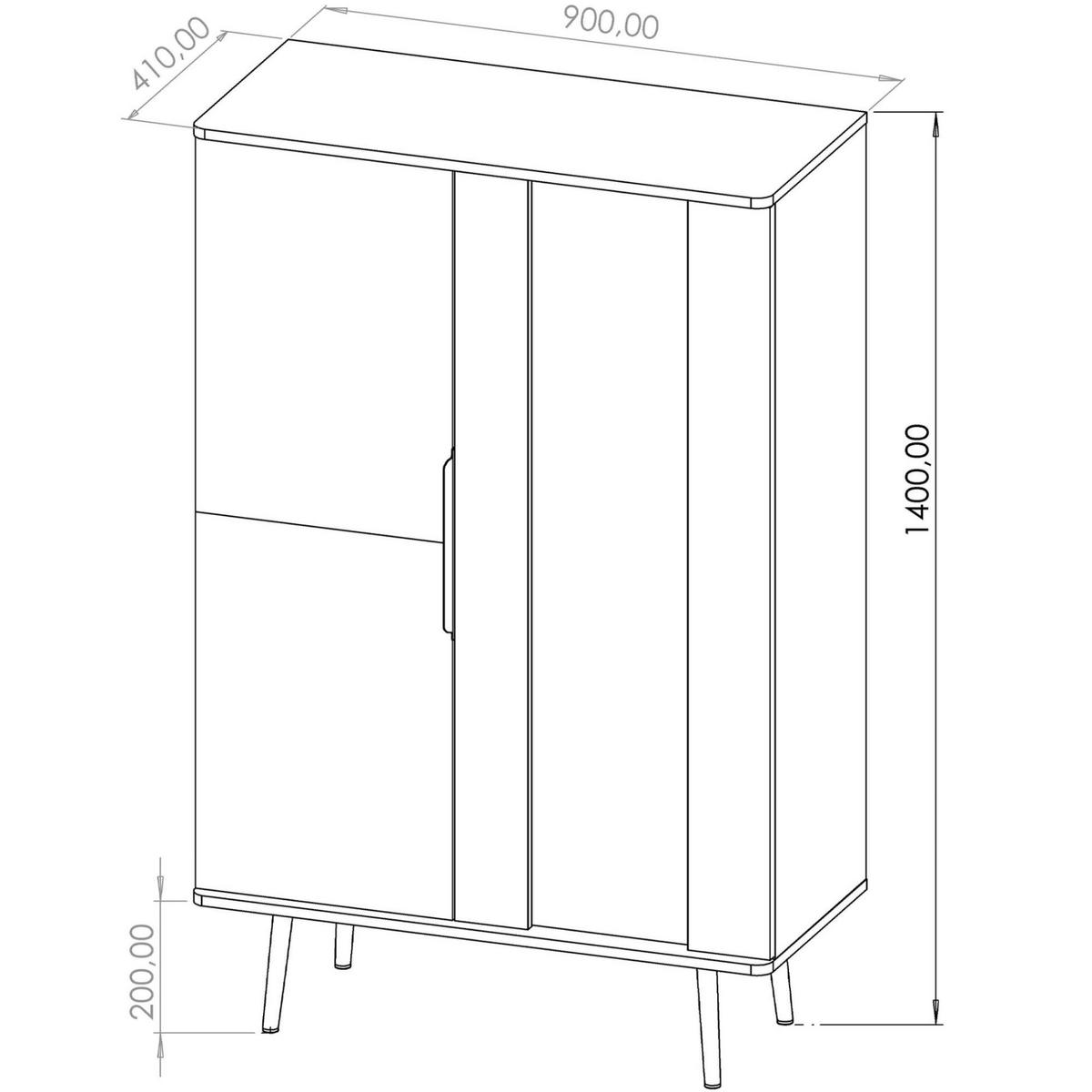VITRINENSCHRANK LANDI,Schwarz/Braun - Schwarz/Braun, Holzwerkstoff (140/90/41cm) - KONSIMO®