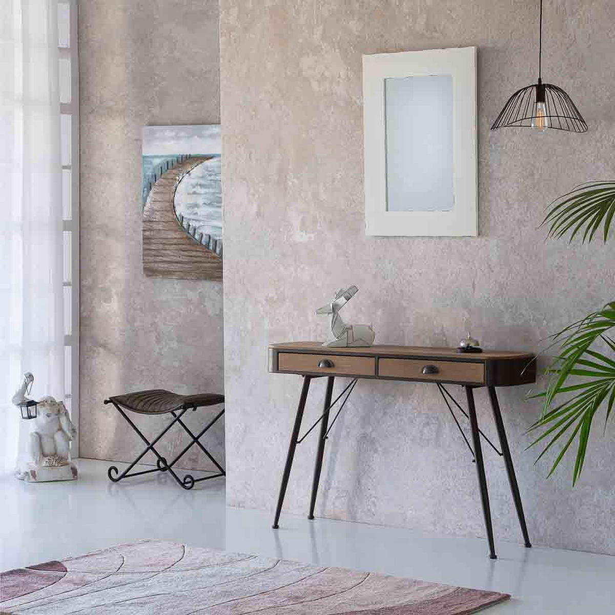 KONSOLE aus Holz und Metall 120x32x81 cm - Braun, Holz (32/120/80.5cm) - Wanderlust